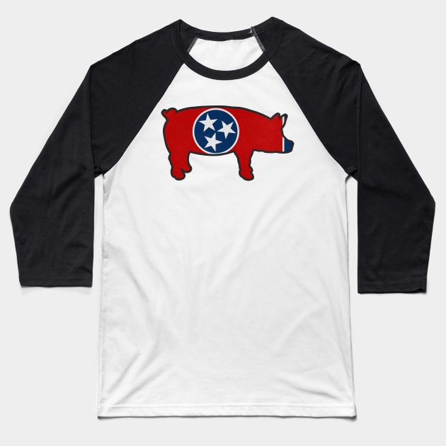 Tennessee BBQ Pig TN Pride Baseball T-Shirt by charlescheshire